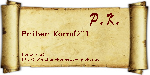 Priher Kornél névjegykártya